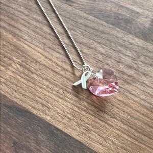 Sterling silver awareness ribbon necklace